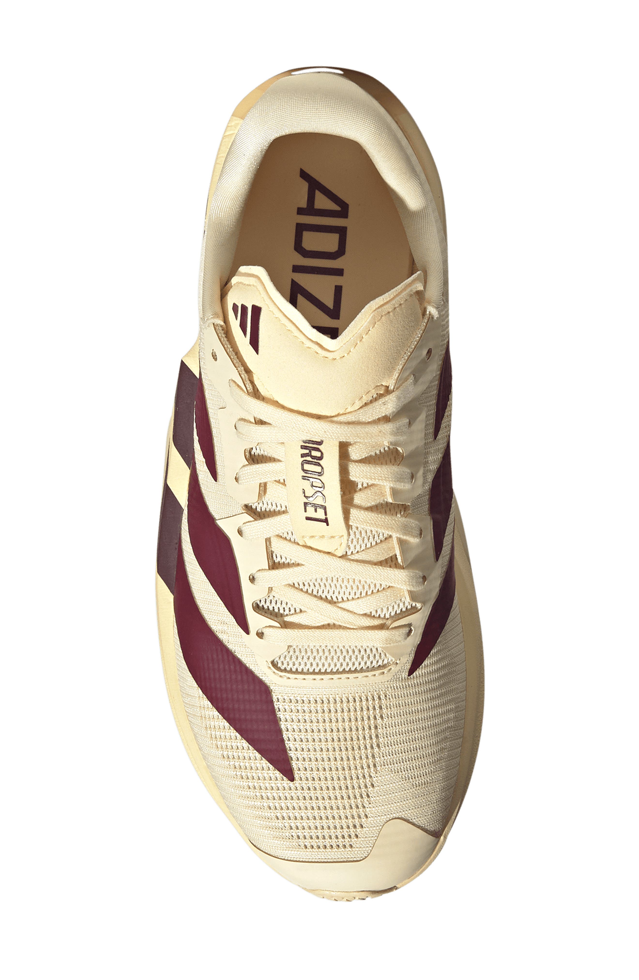 Adizero Dropset Pro Training Shoe, Alternate, color, VANILLA/ MAROON/ VANILLA