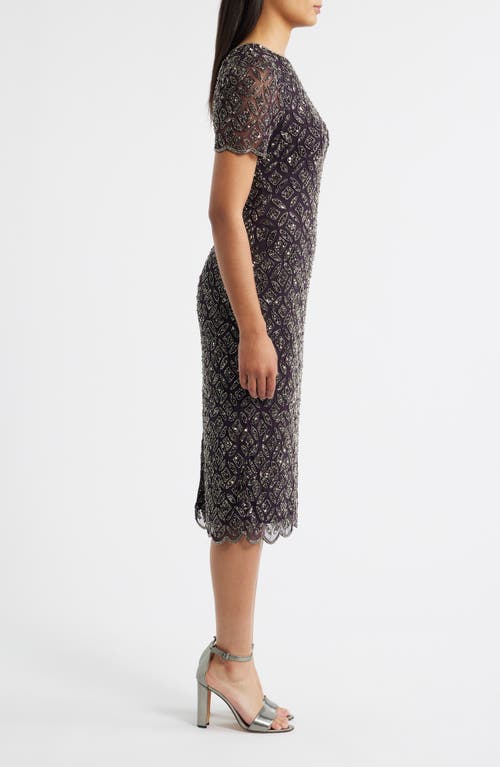 Pisarro Nights Beaded Midi Cocktail Dress In Multi