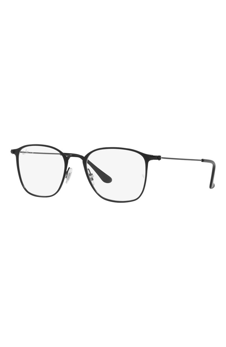 Ray-Ban 51mm Square Optical Glasses, Alternate, color, Matte Black