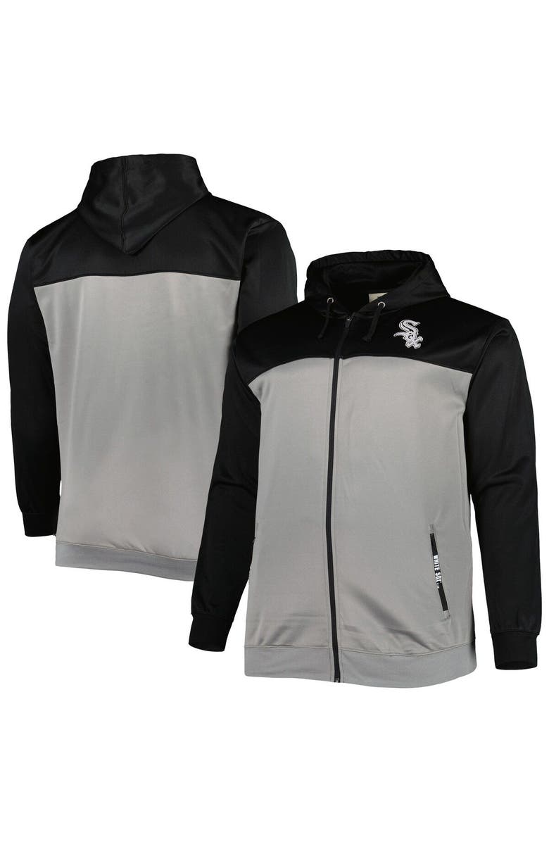 PROFILE Men's Black/Gray Chicago White Sox Big & Tall Yoke Full-Zip Hoodie, Main, color, 