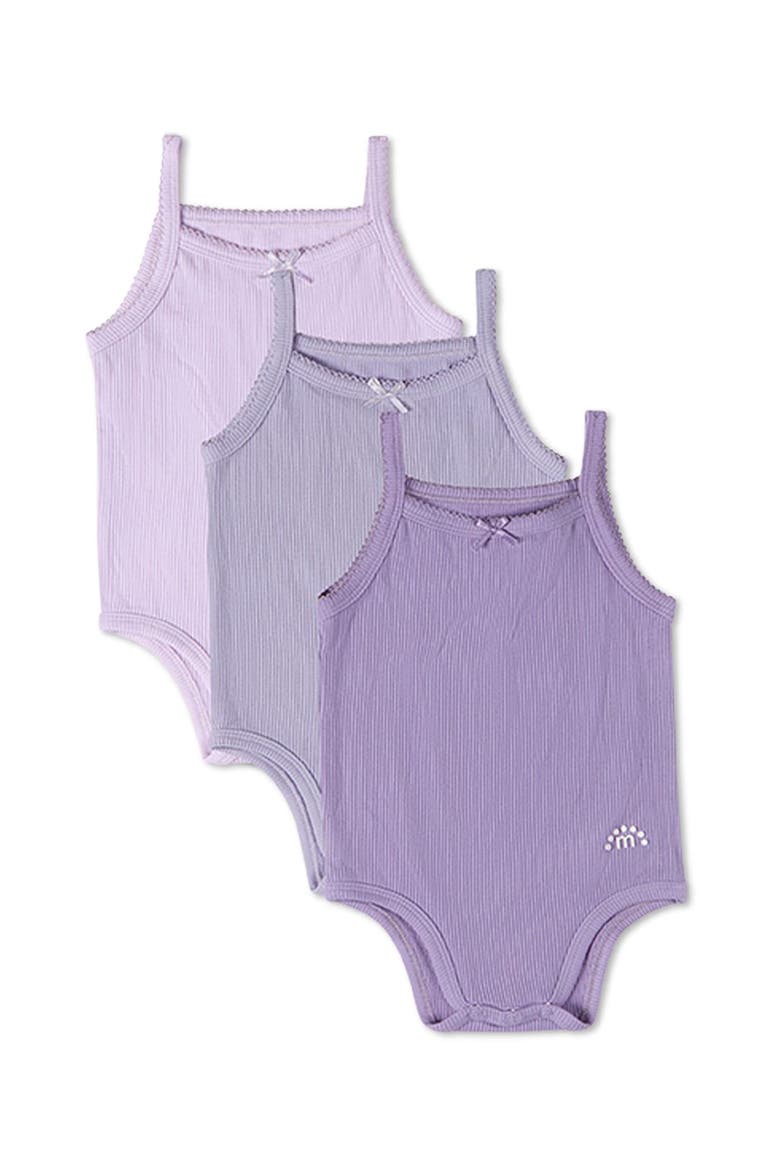 3 Pack Baby Solid-Color Bodysuits, Main, color, Purple Multi