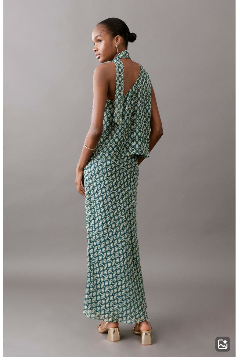 Print Maxi Skirt, Alternate, color, PETROL BLUE