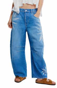 Good Luck Floral Print Barrel Jeans
