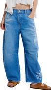 Free People Good Luck Floral Print Barrel Jeans