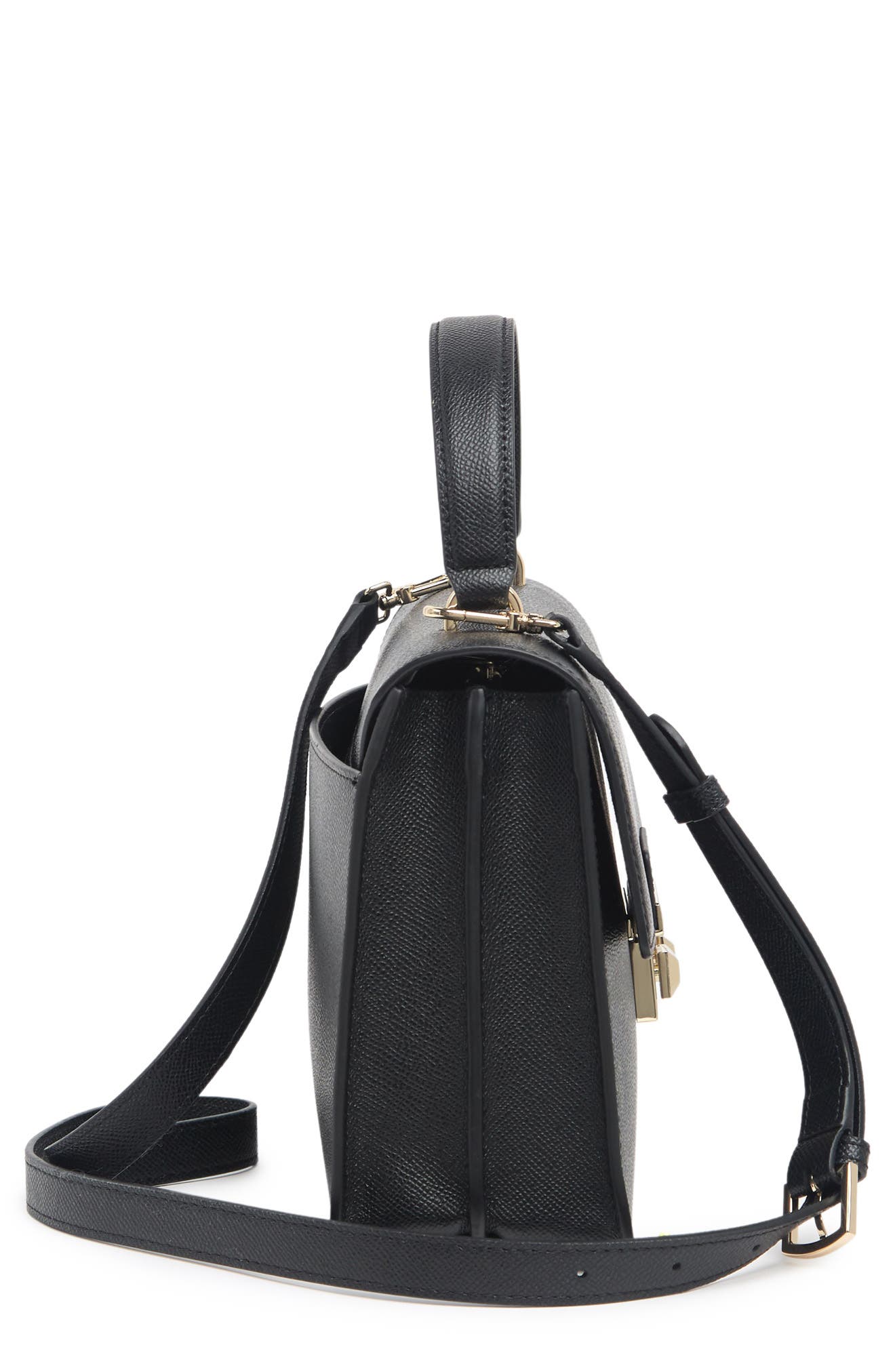 Bella Leather Satchel, Alternate, color, NERO