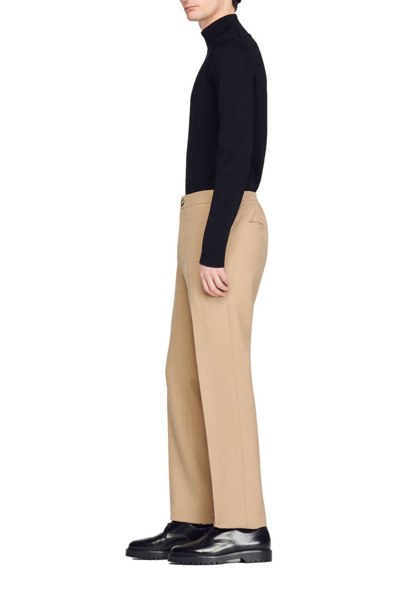 SANDRO Jersey trousers, Alternate, color, Beige