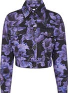 PHILIPP PLEIN Floral Print Cropped Denim Jacket Paisley Women
