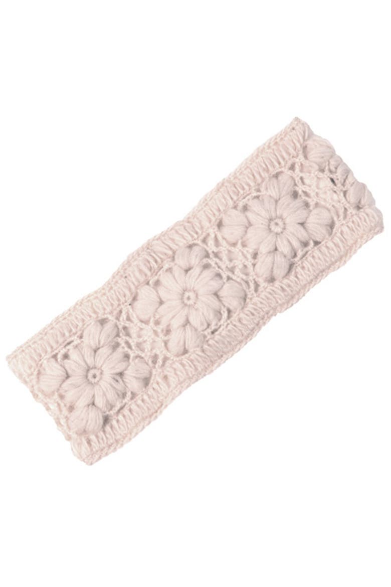 Flower Crochet Headband- SOLIDS, Main, color, Ivory-white