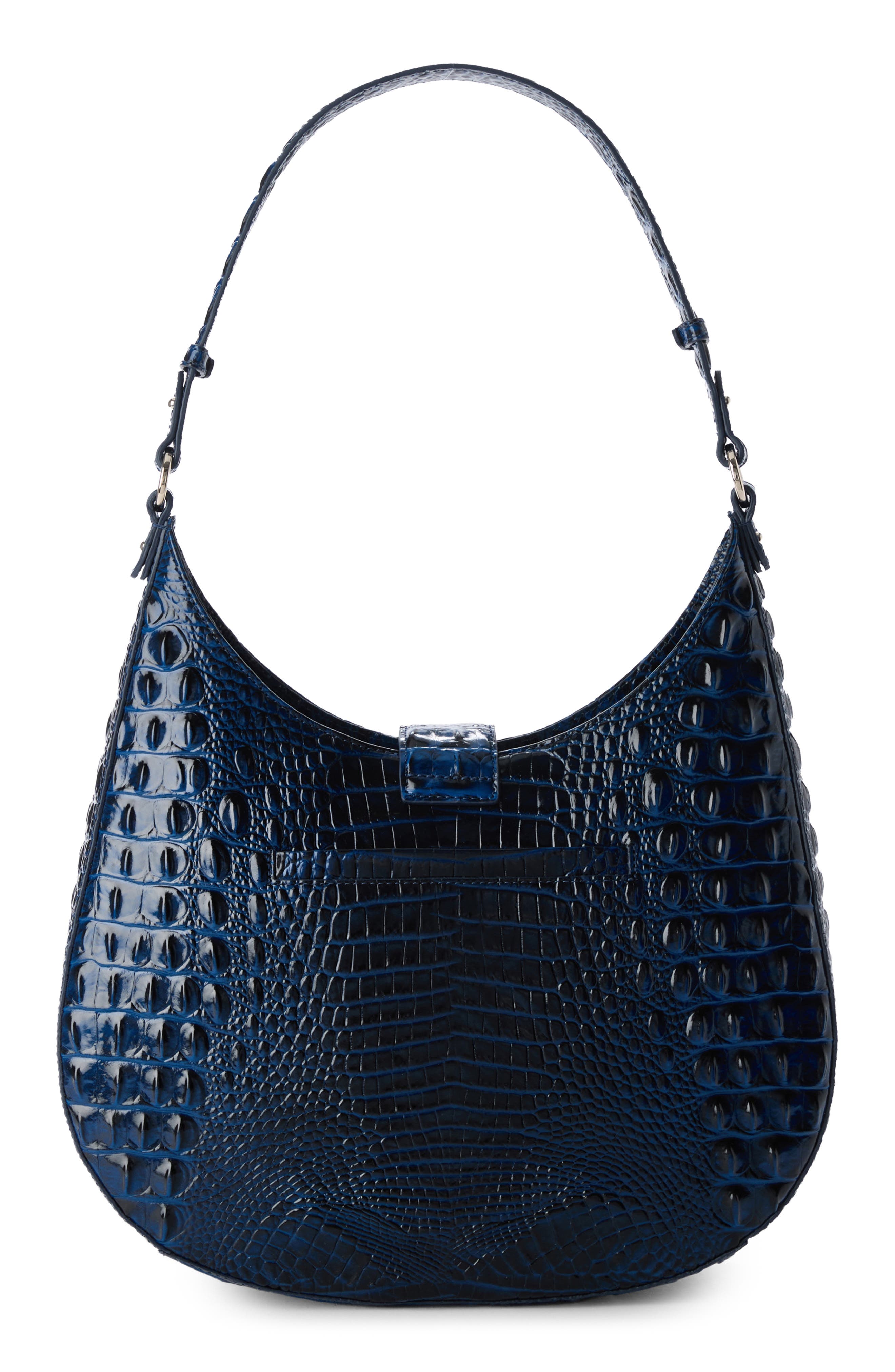 Brahmin Fallon Croc Embossed Leather Shoulder Bag, Alternate, color, Anchor