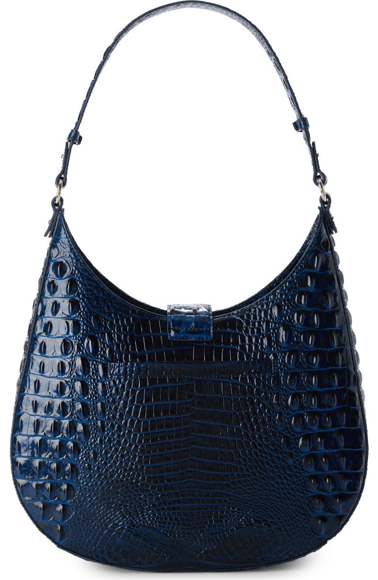 Brahmin Fallon Croc Embossed Leather Shoulder Bag, Alternate, color, Anchor