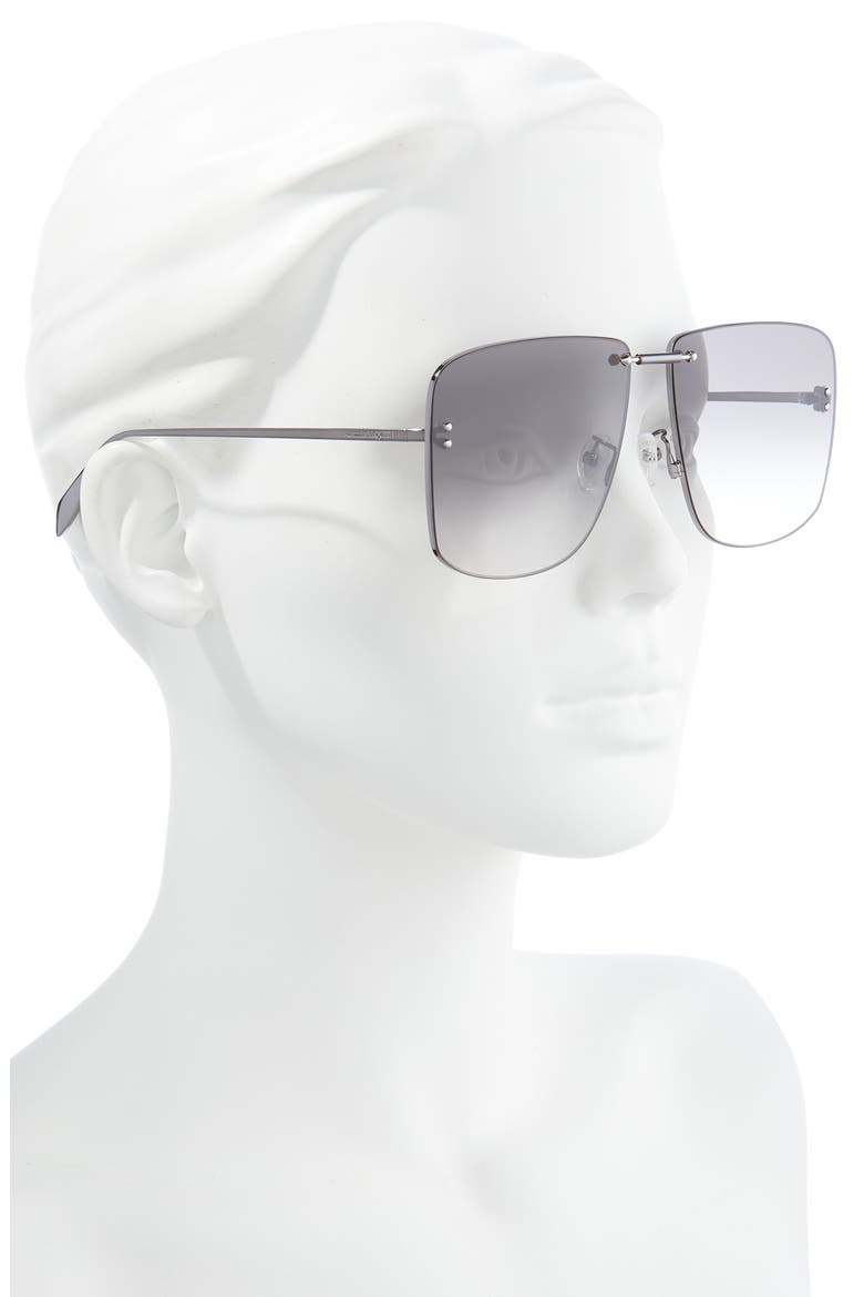 Alexander McQueen 64mm Oversize Square Sunglasses, Alternate, color, RUTHENIUM