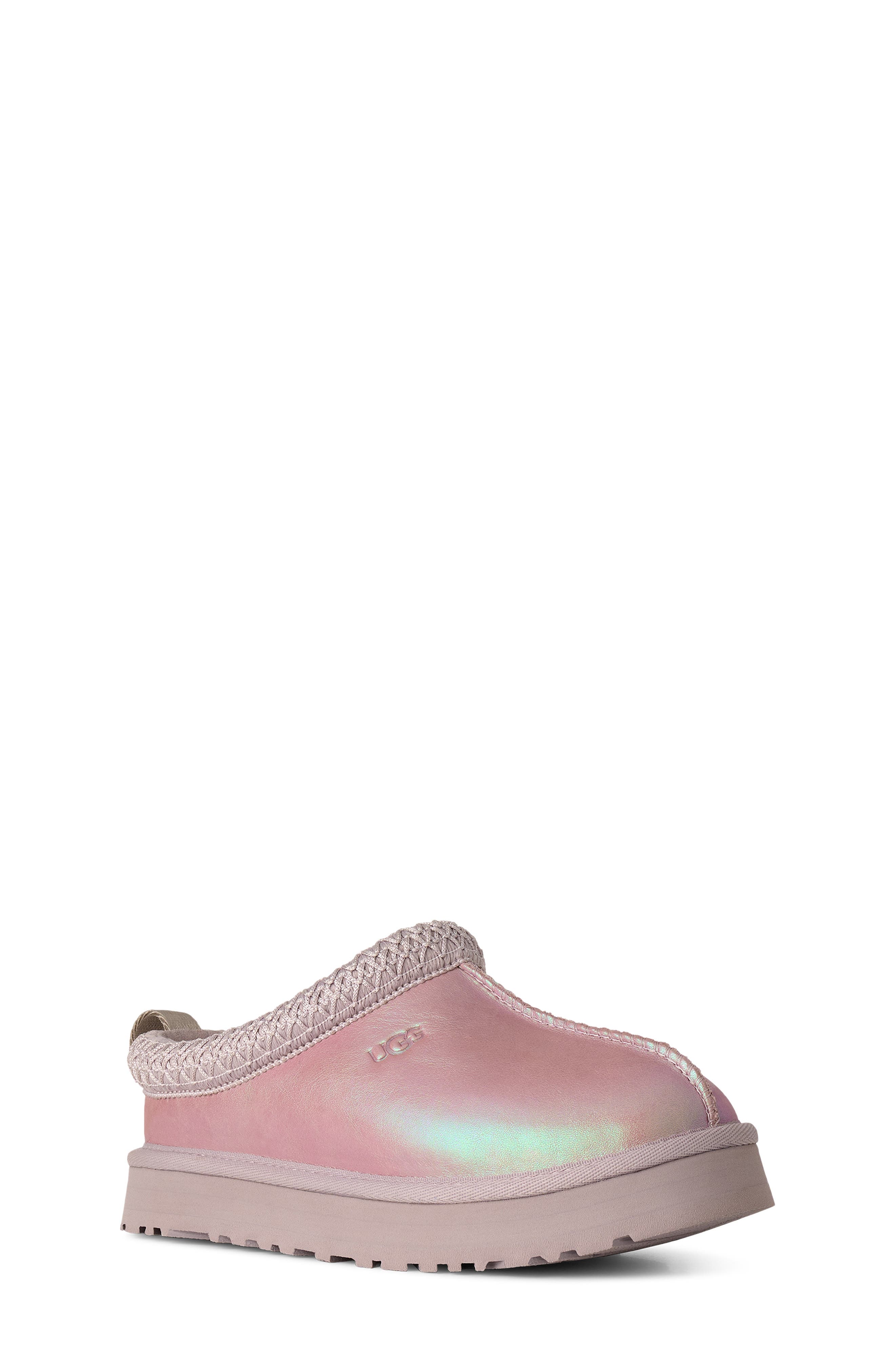 Kids' Tazz Frosted Leather Slipper, Main, color, LAVENDER SMOKE