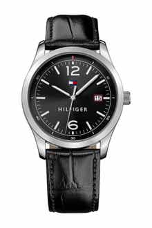 Men's Essentials Croc Embossed Leather Watch, 41mm