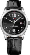 Tommy Hilfiger Men's Essentials Croc Embossed Leather Watch, 41mm