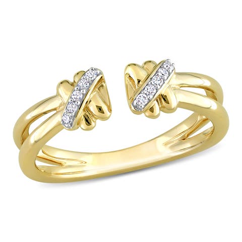 Diamond Crossover Open Ring 14k