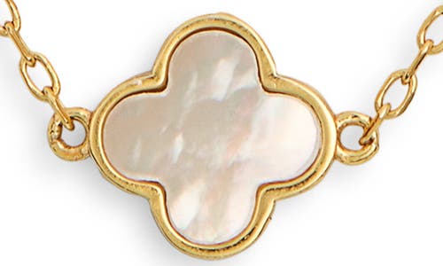 Argento Vivo Sterling Silver 18k Gold Plated Sterling Silver Mother-of-pearl Clover Station Necklace In Gold