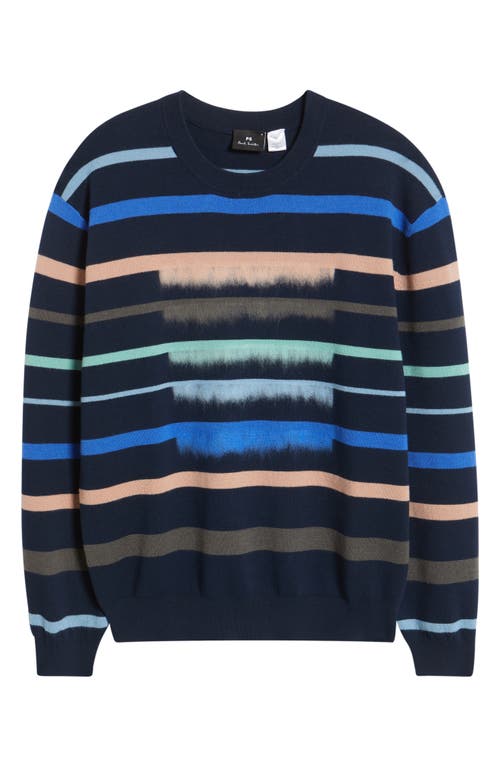 PAUL SMITH PAUL SMITH STRIPE CREWNECK COTTON & WOOL SWEATER 