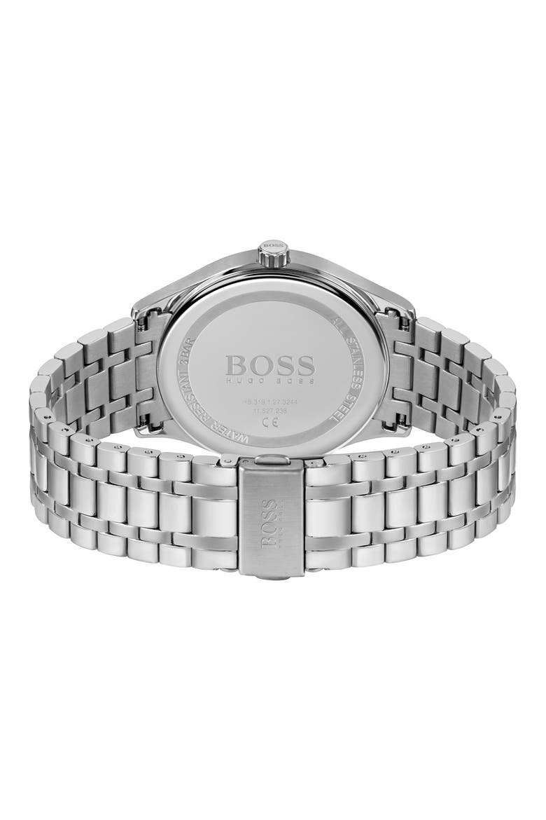 Distinction Bracelet Watch, 43mm, Alternate, color, SILVER/ BLACK/ SILVER