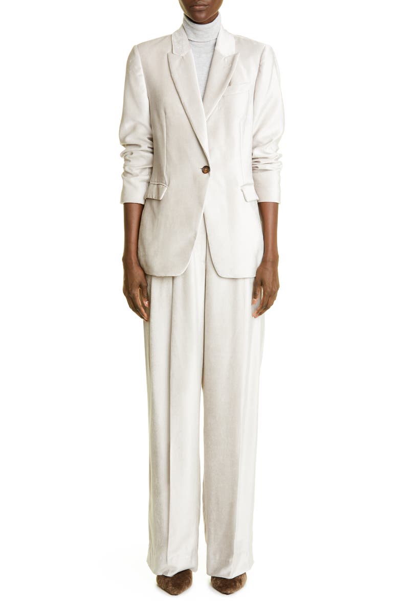 Brunello Cucinelli One-Button Velvet Blazer, Alternate, color,