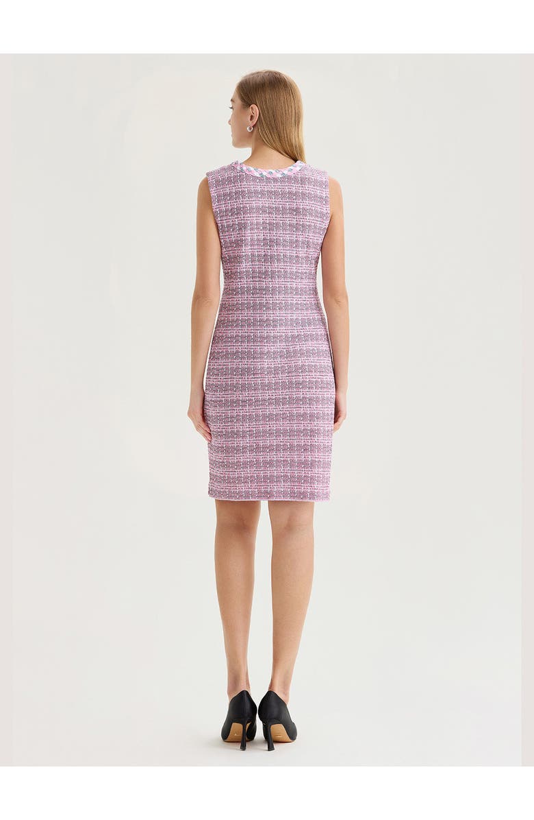 Misook Braided Trim Tweed Knit Sheath Dress, Alternate, color, Pink Parfait