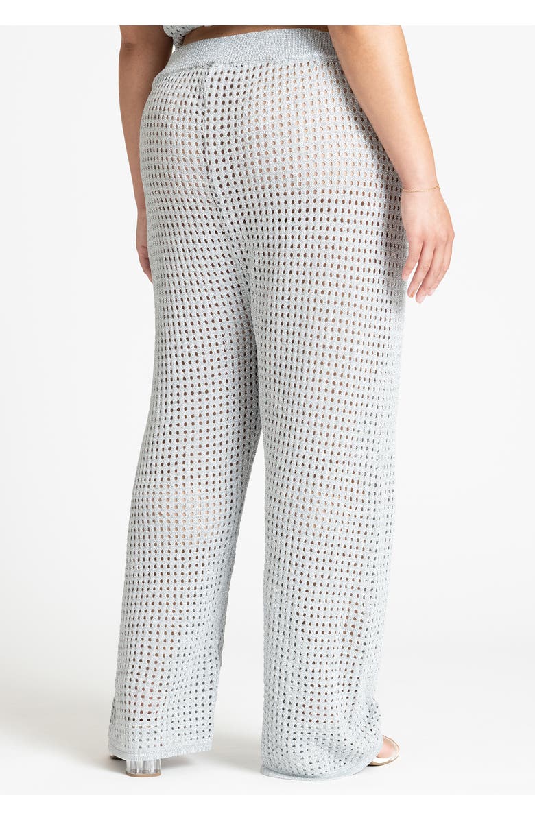 ELOQUII Metallic Crochet Pant, Alternate, color, Metallic