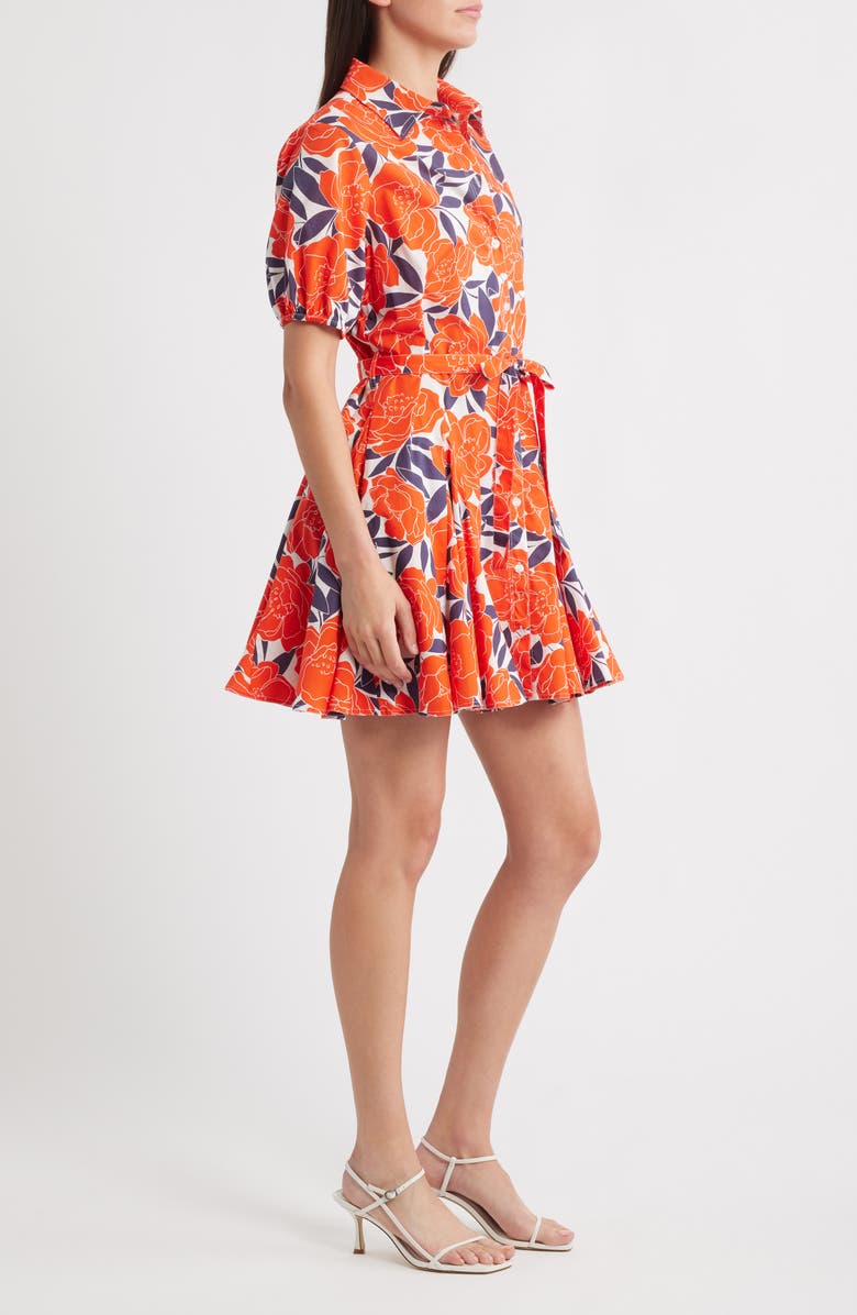 Milly Juni Camellia Floral Stretch Cotton Poplin Shirtdress, Alternate, color, Coral Multi