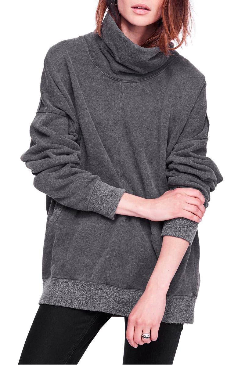 Free People Too Easy Turtleneck, Main, color, Black