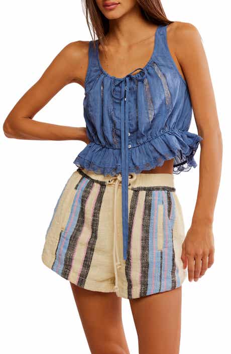 Free People Alana Lace Trim Peplum Top