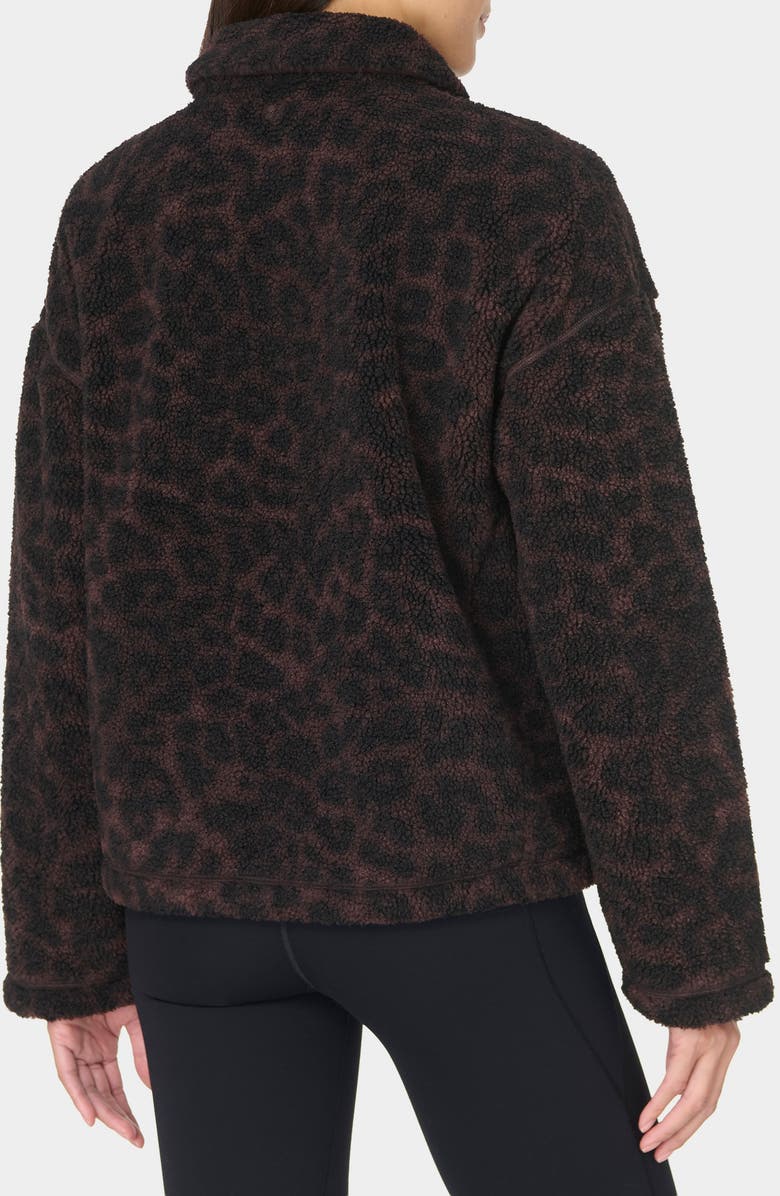 Sweaty Betty Leopard Print Fleece Jacket, Alternate, color, Large Brown Leopard Print