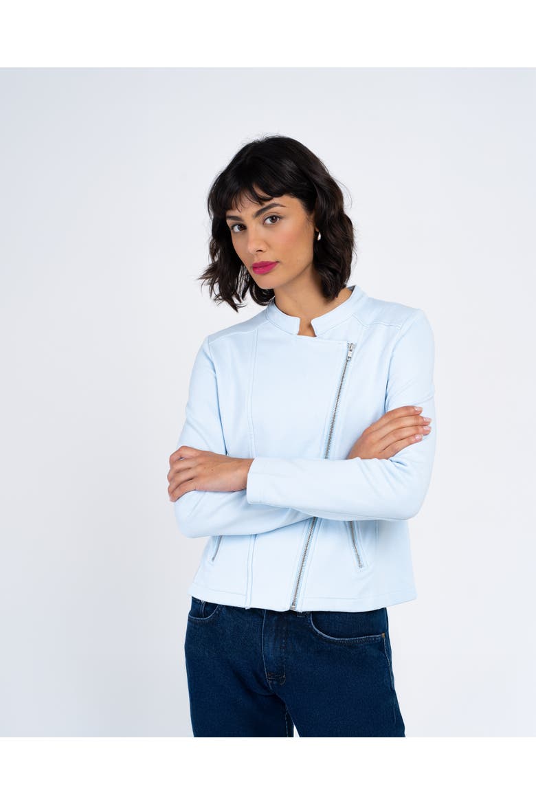 Sculpted Biker Jacket, Alternate, color, Ice Blue