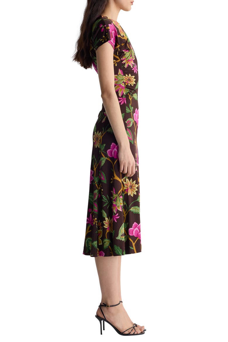 Mavis Floral Cap Sleeve Midi Dress, Alternate, color, HAWTHORNE SOIL