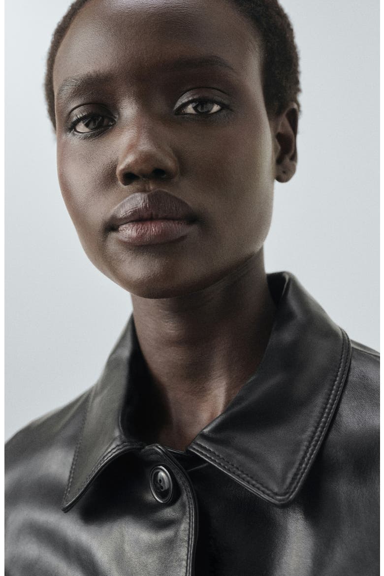 Selection Leather Bomber Jacket, Alternate, color, BLACK