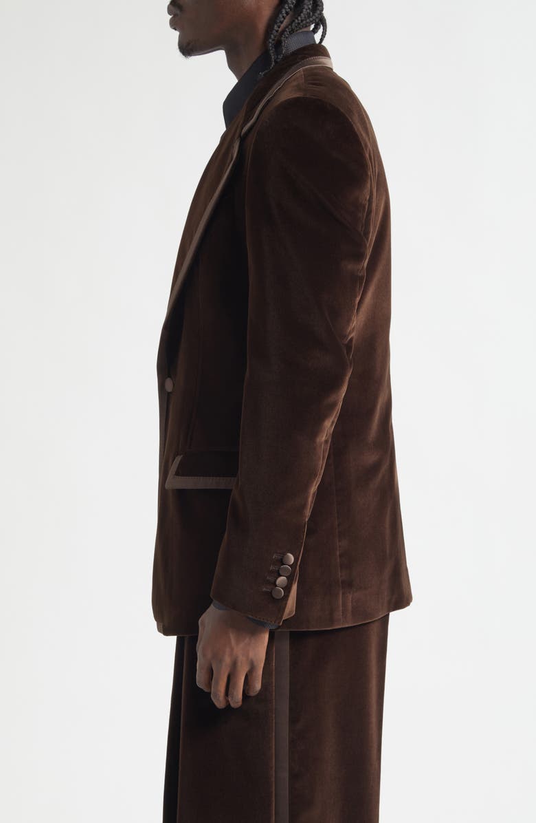 Dolce&Gabbana Satin Trim Velveteen Dinner Jacket, Alternate, color, M0937 Marrone-Grigio Scuri