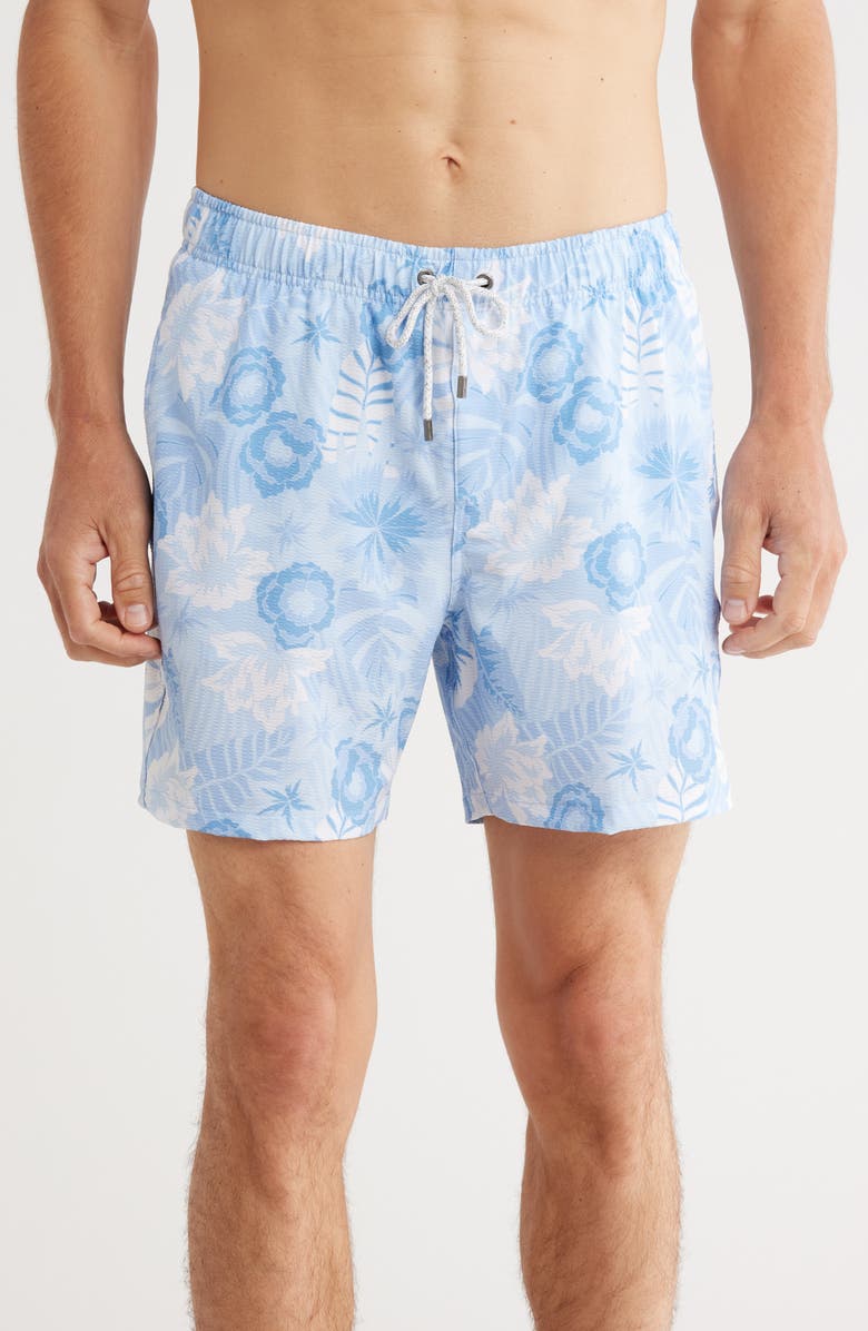 Vintage Summer Seersucker Stretch Volley Swim Shorts, Main, color, Light Blue