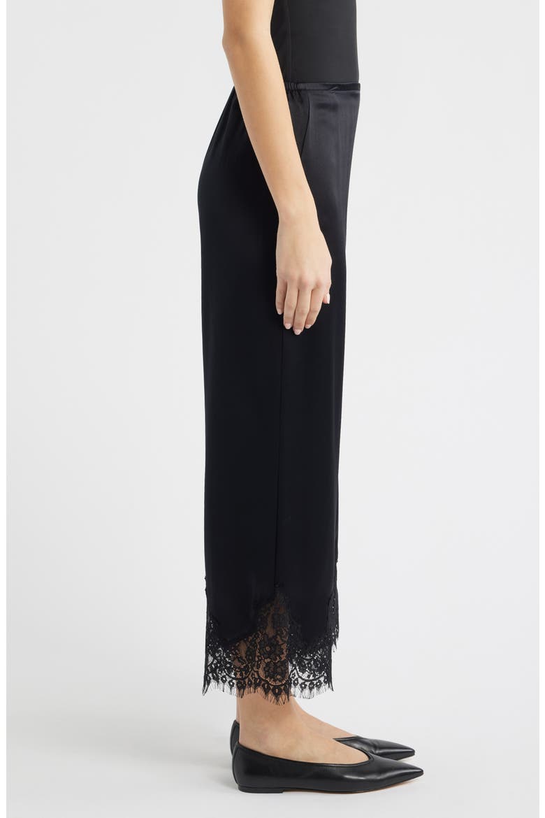 Carolina Silk Lace Hem Pant, Alternate, color, BLACK
