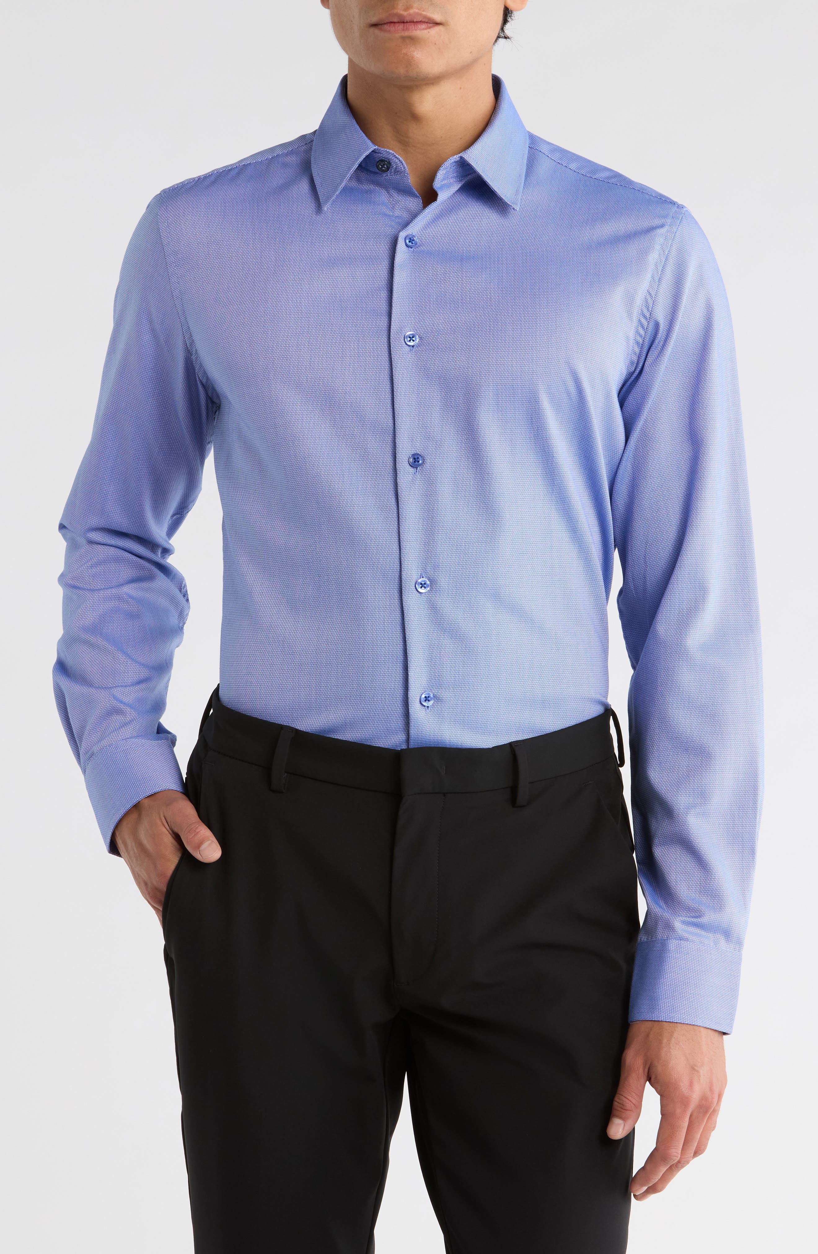 Duchamp Slim Fit Textured Stretch Cotton Dress Shirt