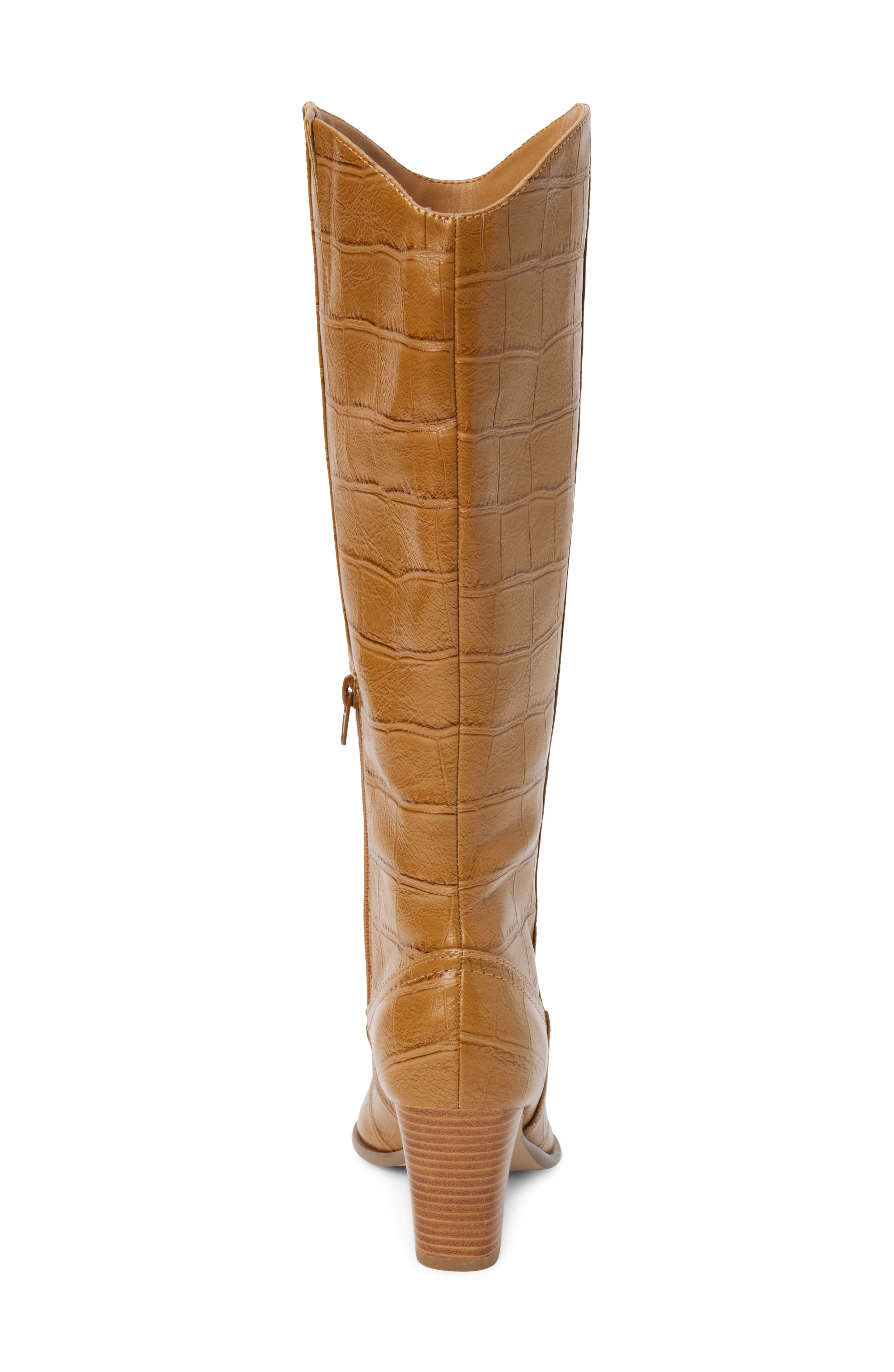 Kirby Croc Embossed Faux Leather Boot, Alternate, color, TAN CROC
