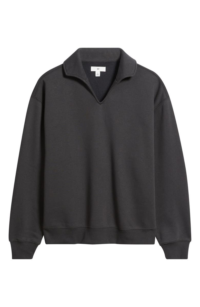 BP. Polo Collar Cotton Blend Sweatshirt, Alternate, color, Black Faded