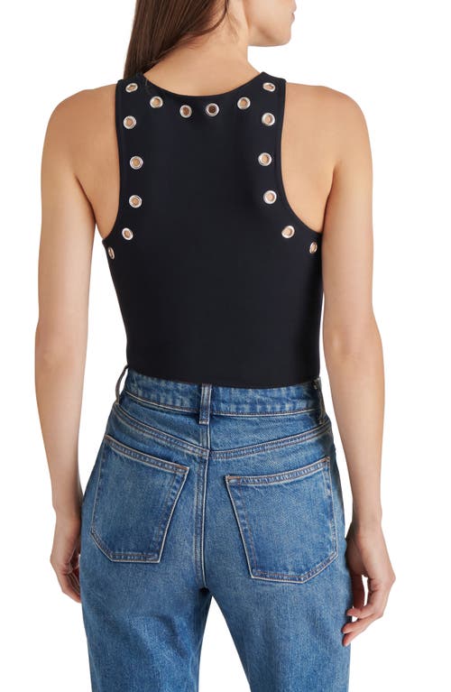 Steve Madden Nico Grommet Sleeveless Bodysuit In Black