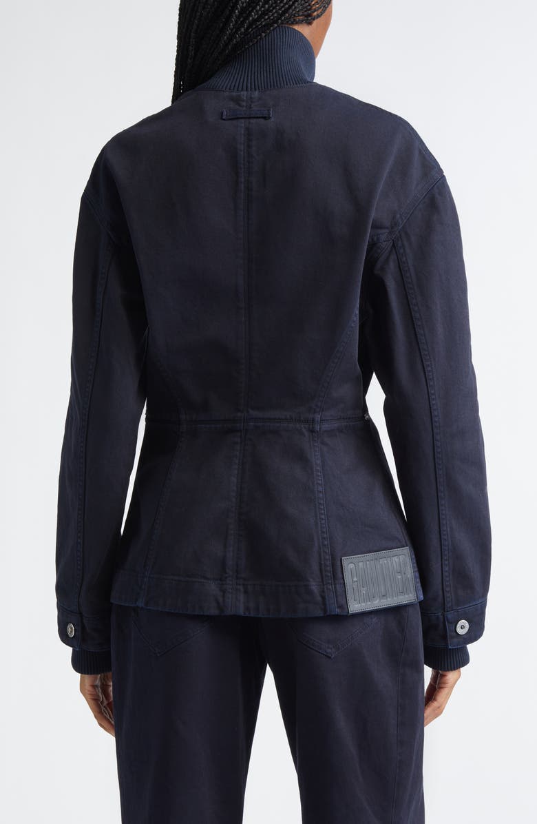 Jean Paul Gaultier Overdye Fitted Denim Jacket, Alternate, color, Navy