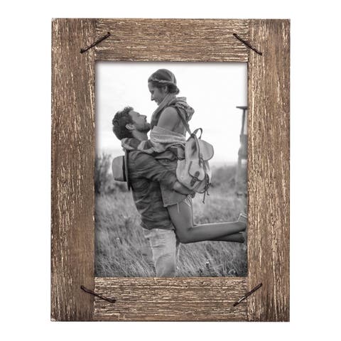 4x6 Decorative Weathered Distressed Wood Nail Accents Picture Frame