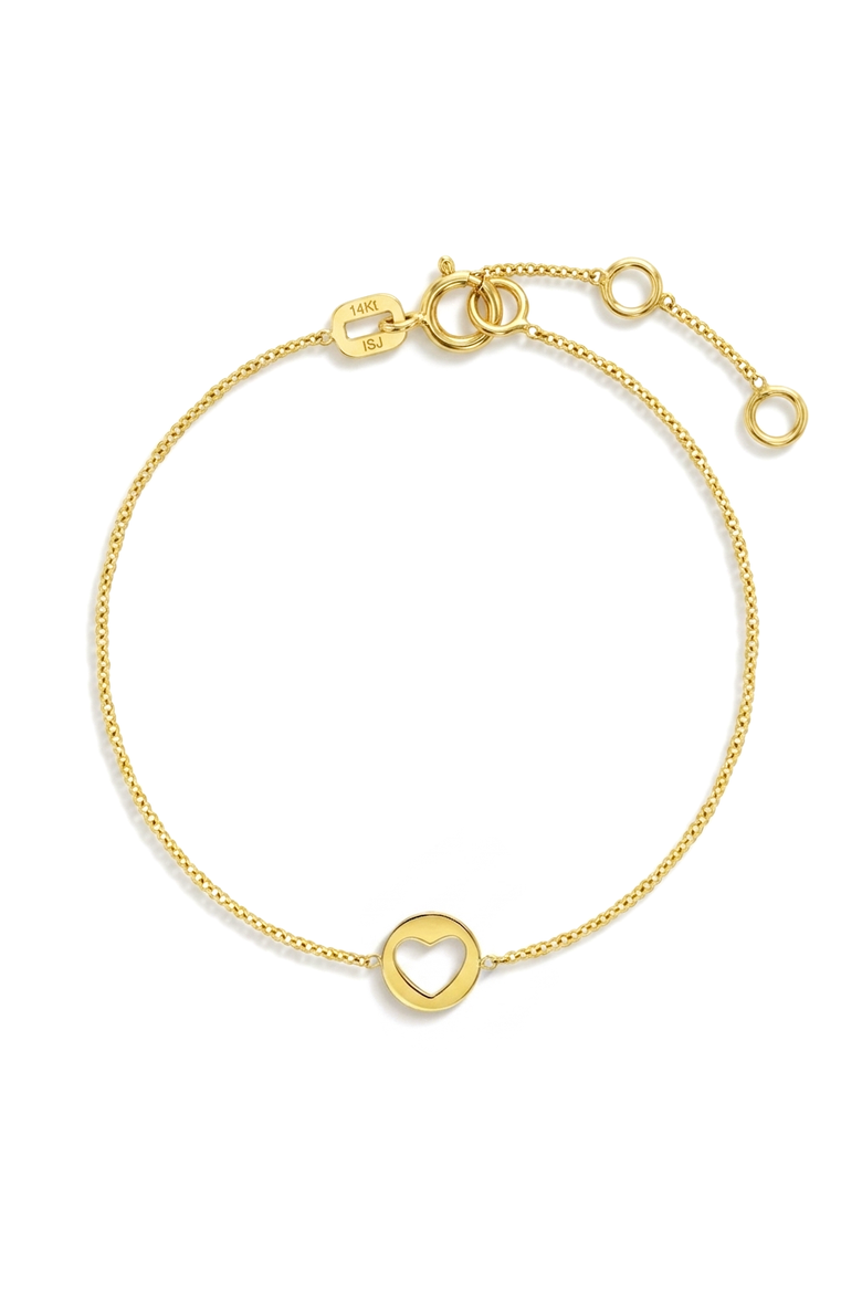 14k Heart Cut Out  Girls Bracelet, Main, color, Gold