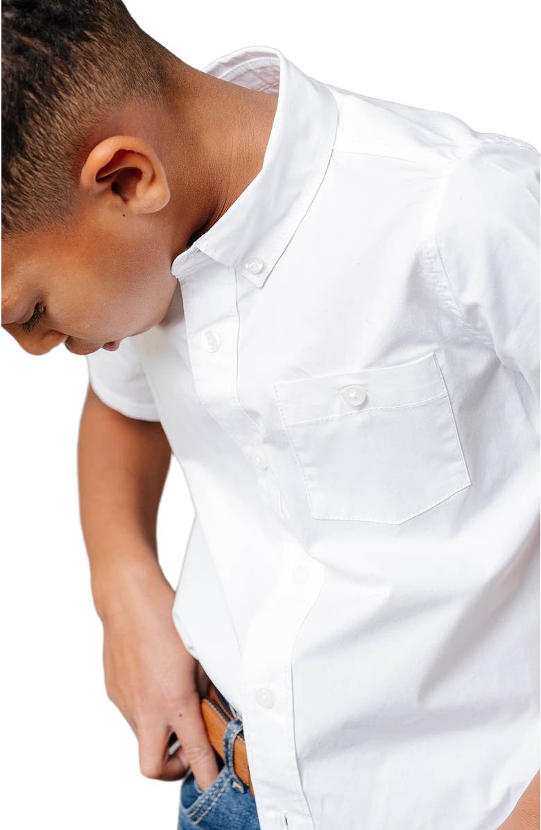 Hope & Henry Boys' Organic Stretch Poplin Short Sleeve Shirt, Kids, Alternate, color, White Short Sleeve