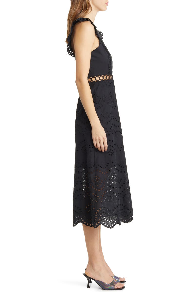 Sam Edelman Paisley Eyelet Cotton Midi Dress, Alternate, color,
