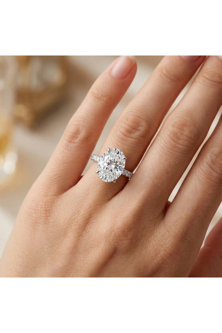 GIA Certified 3.69Ct Oval Hidden Halo Diamond Engagement Ring 14k Gold, Alternate, color, 14k White Gold