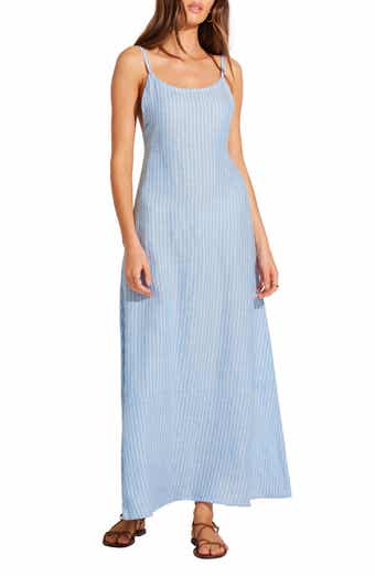 Vitamin A® Mari Stripe Linen Cover-Up Maxi Sundress