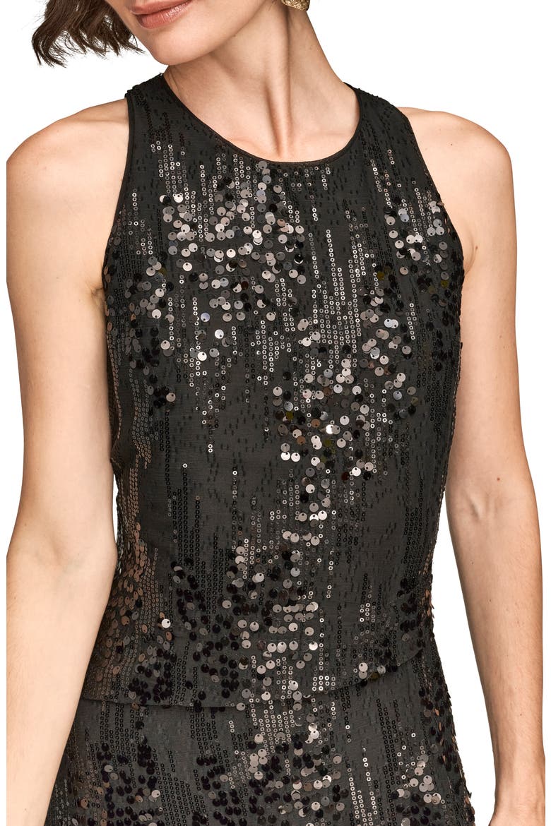Sequin Sleeveless Midi Dress, Alternate, color, BLACK