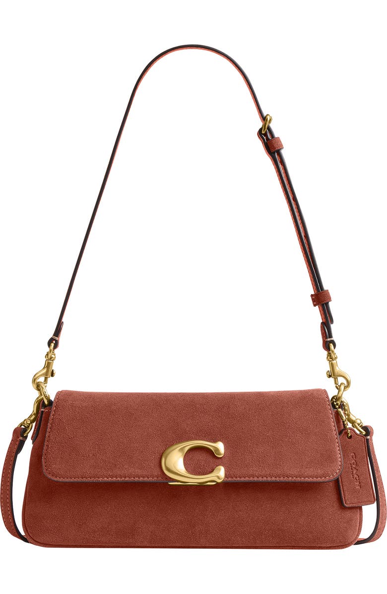 COACH Jet Suede Shoulder Bag, Main, color, Clay