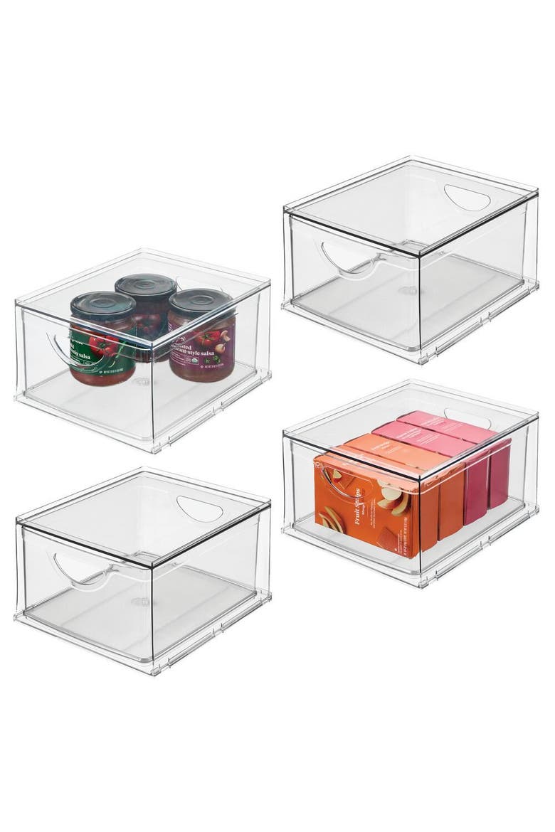 Stackable Kitchen Storage Drawer for Fridge, Pantry, Under-Sink, or Cabinet - Set of 4 - Clear, Main, color, Clear