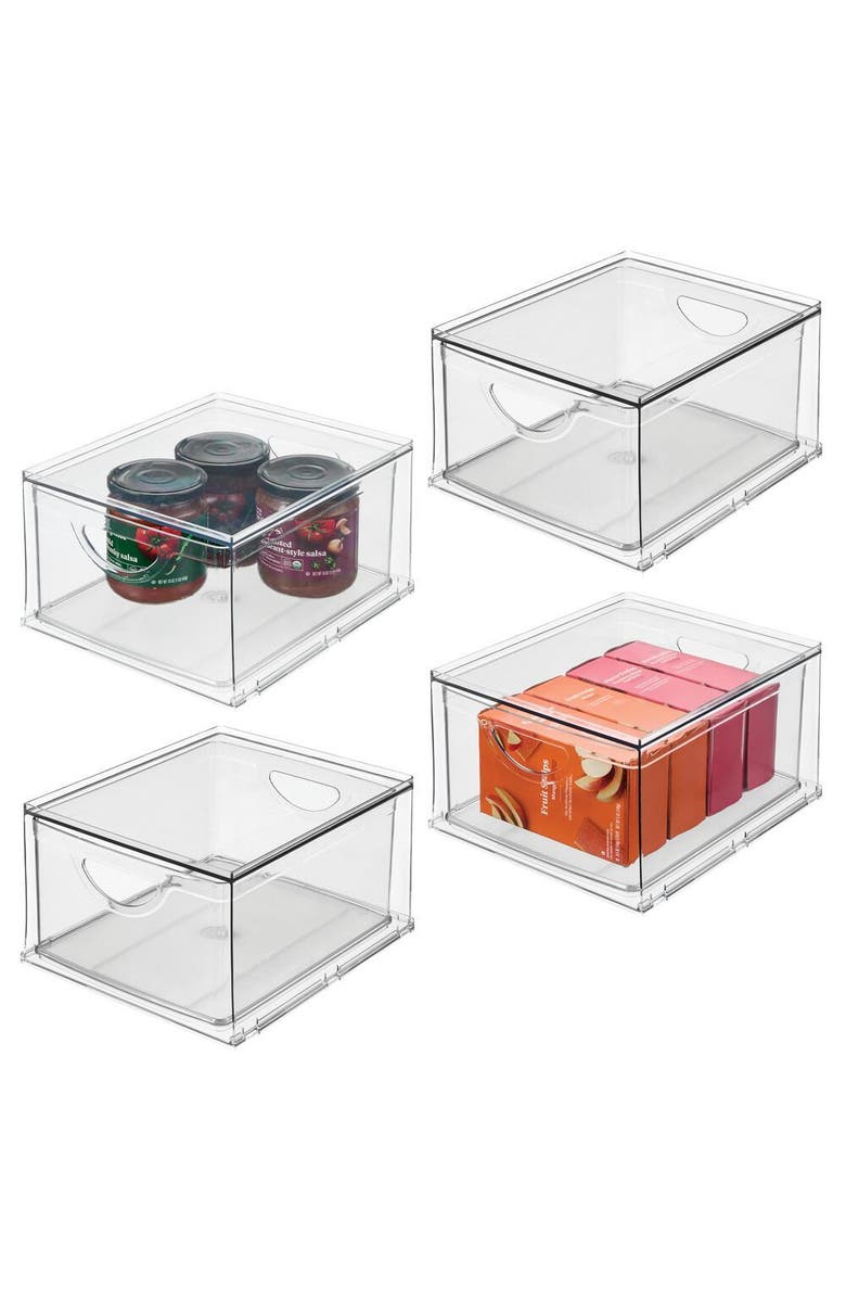 iDesign Stackable Kitchen Storage Drawer for Fridge, Pantry, Under-Sink, or Cabinet - Set of 4 - Clear, Main, color, Clear